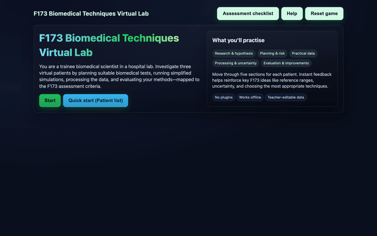 Biomedical Techniques Virtual Lab screenshot