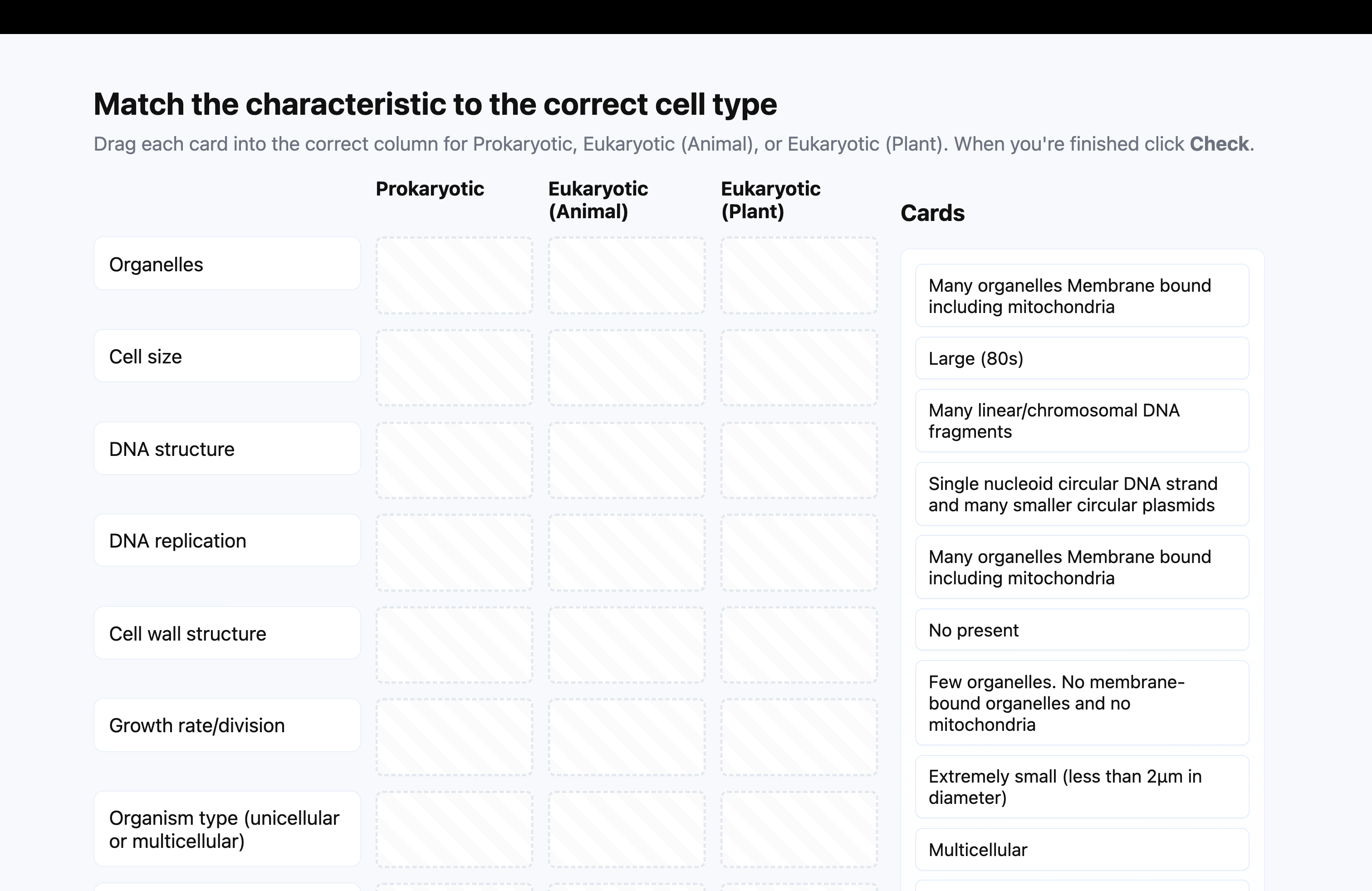 Prokaryotic vs Eukaryotic screenshot